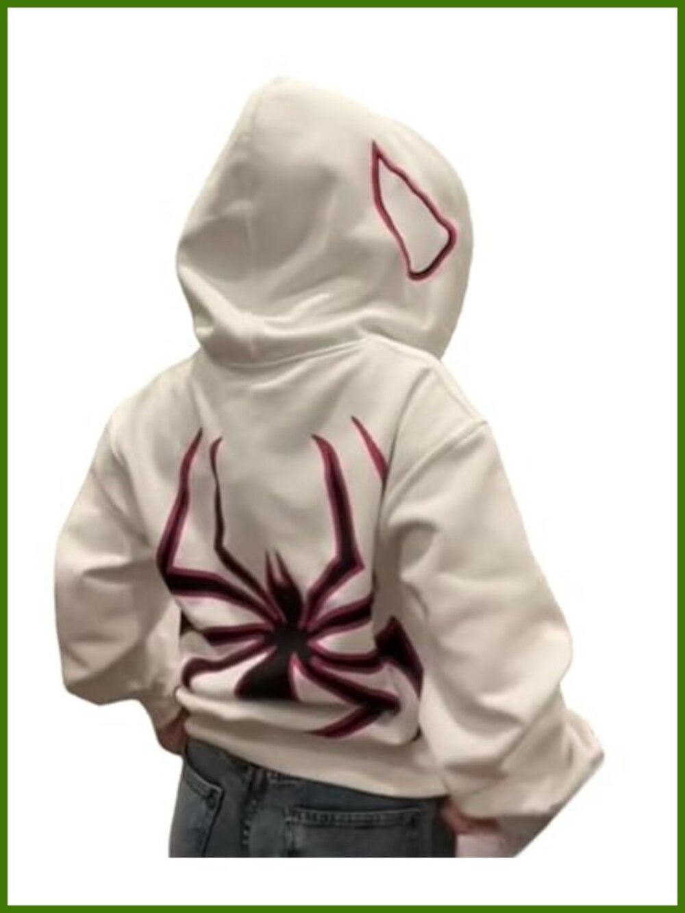 Oversized Zip Up Hoodie Spider Graphic Y2K Streetwear Jacket